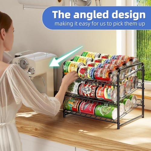 Simple Trending Can Rack Organizer, Stackable Can Storage Dispenser Holds up to 36 Cans for Kitchen Cabinet or Pantry, Black - Image 5
