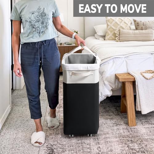 Goodpick 75L Laundry Hamper with Wheels & Removable Wash Bag for Dorm - Image 6