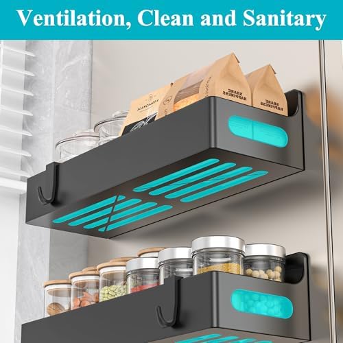 HuggieGems Upgrade Black Magnetic Spice Rack for Refrigerator, 4 Pack - Image 3