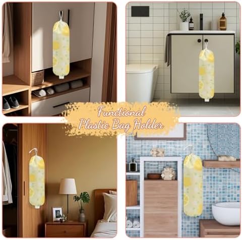 Cute Lemons Plastic Bag Holder, Wall Mount Grocery Bag Holder - Image 6