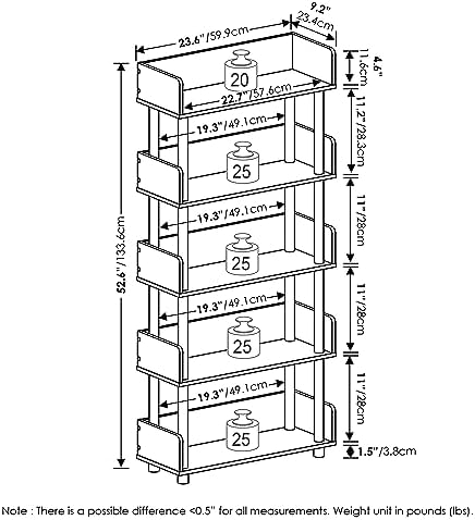 Furinno TURN-N-TUBE 4-Tier Display Shelf, Storage Shelves, Book Shelf, Open Shelves with Rounded Corner Top Edges, for Organization and Storage, Living Room, Home Office, French Oak - Image 3