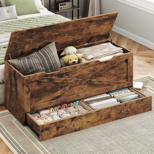 RALGEND Toy Chest, 47.2" Storage Chest with Drawer and Pull Handles - Image 2