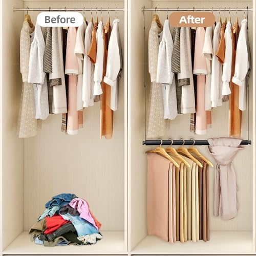 STORAGE MANIAC Adjustable Closet Rod for Hanging Clothes, 2 Pack Black - Image 4