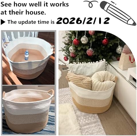 Artfeel 40L Large Cotton Rope Basket, Decorative Woven Blanket Storage for Living Room, Boho Toy Storage & Toy Box for Kids, Versatile Laundry Basket & Nursery Hamper for Blankets(Gery) - Image 7
