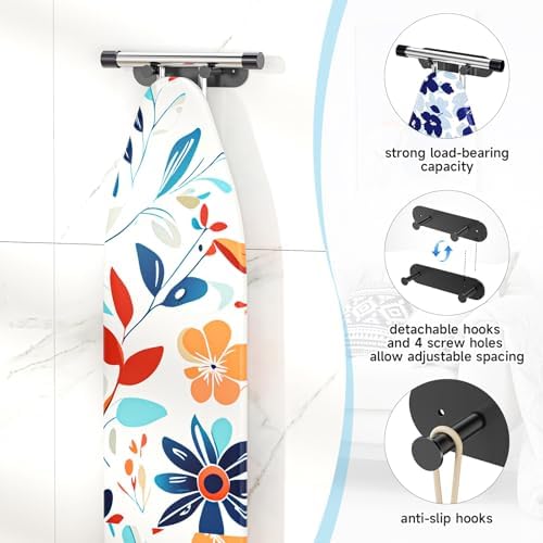 Ironing Board Hanger Wall Mount, Ironing Board Holder for Storage Y or T Leg, Metal Iron Board Hanger for Wall for Laundry Room (Black) - Image 4