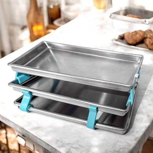 16 PCS Large Cookie Sheet Stackers, Stackable Baking Sheet Holders Reusable Stacking Clips Dividers for Cake Pan, Cooling Rack, Meal Prep, Freeze Dryer Trays Space-Saving Suitable for Home Kitchen - Image 3