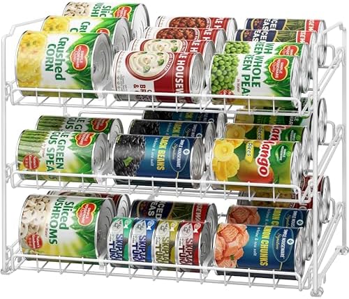 Simple Houseware 3-Tier Stackable Can Organizer Rack Hold 36 Cans, White by SimpleHouseware