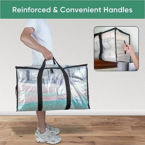 BALEINE 12-Pack Oversized Moving Bags with Reinforced Handles, Heavy-Duty Storage Tote for Clothes, Moving Supplies (Clear, 12-Pack) - Image 5