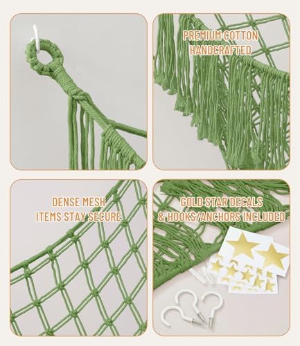 Lare Stuffed Animal Storage Hammock Corner Net - 45" W x 45" H(Oliva Green) - Image 2
