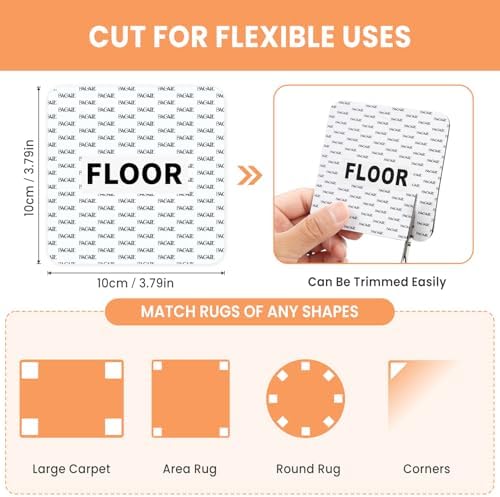 BAGAIL Rug Grippers 4 Pcs, Non-Slip Rug Corner Grips for Hardwood Floors & Tile, 4x4in Reusable Double-Sided Adhesive Carpet Tape to Prevent Sliding & Tripping Hazards for Pets, Kids, Family - Image 6