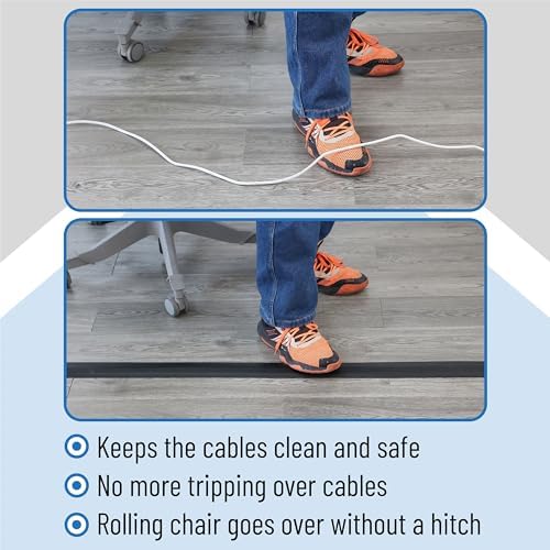 Bates- Floor Cord Cover, 10ft, Cable Cavity 0.6" (W) x 0.31" (H), Heavy Duty Wire Protector, PVC Extension Cords Hider, Protect Cords, Prevent Cable Trips, Cord Hider for Office, Home, Outdoor - Image 7