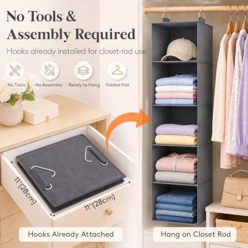 Lifewit Hanging Closet Organizer and Storage for Clothes 5 Tier - Image 6
