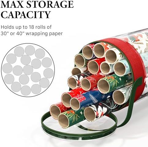 Simple Houseware 40 Inch Wrapping Paper Storage Bag, Fits 18 Rolls - Image 3