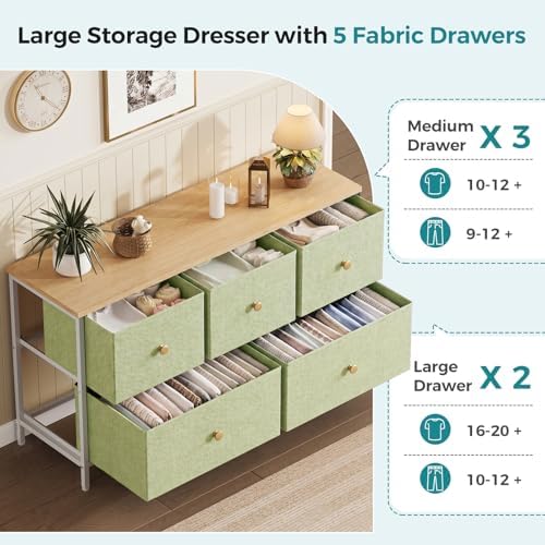 OLIXIS 5 Drawer Dresser for Bedroom, Storage Organizer Unit for Closet - Image 4
