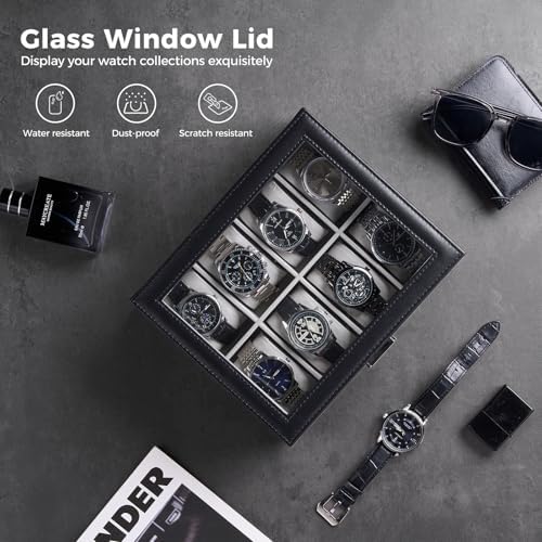 ProCase Watch Box, 8 Slot Mens Watch Display Case, Black - Image 4