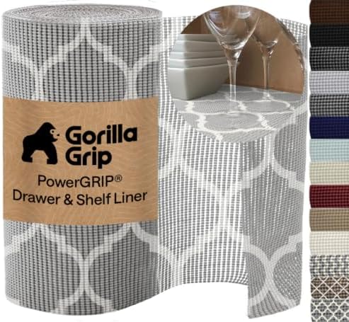 GORILLA GRIP powerGRIP Drawer Shelf and Cabinet Liner, 17.5"x30', Gray by GorillaGrip