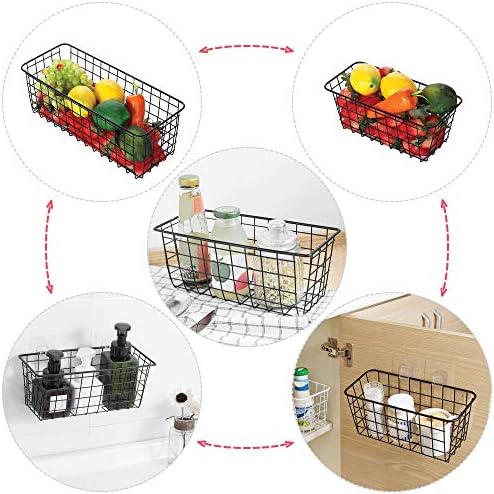 4 Pack Wire Storage Baskets Household Metal Wall-Mounted Containers Organizer Bins for Kitchen Bathroom Freezer Pantry Closet Laundry Room Cabinets Garage Shelf, 2 Large 2 Medium - Image 5