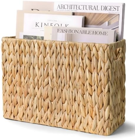 Magazine Holder with Handle, Handwoven Magazine Basket by Unknown