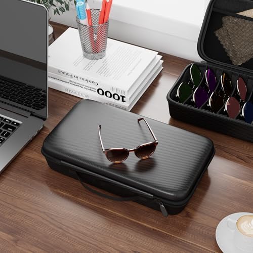 Travel Sunglasses Organizer​,​ Hard Shell​ Sunglass Case Adjustable Slots for Multiple ​Sunglass Eyeglass Case - Image 4