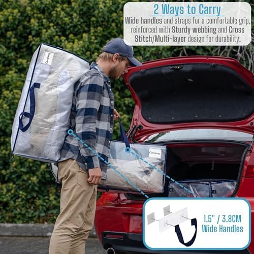 VENO 20 Pack Heavy Duty Moving Bags with Backpack Straps, Zippers & Handles, Extra Large Packing Bags for College Dorm Essentials, Moving Supplies Alternative to Cardboard Moving Boxes - Image 2