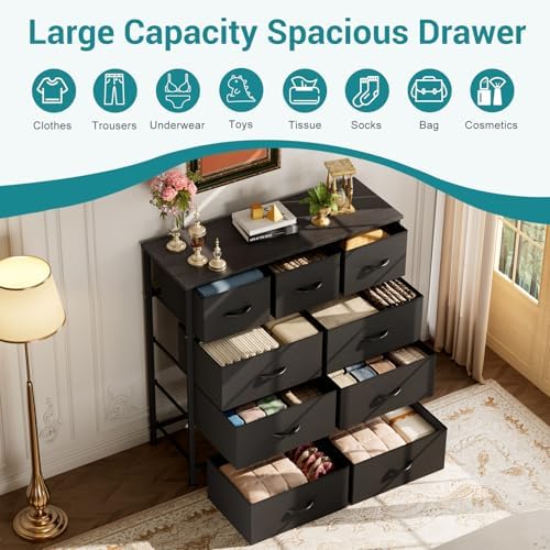 OLIXIS 9 Drawer Black Dresser for Bedroom, Closet Organizer Storage Tower - Image 5