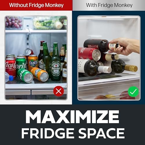 Cooks Innovations Drink Organizer for Fridge, 2 Pack Soda Can Refrigerator Organizers and Storage, Beer-Wine-Water Bottle Holder, Fridge Monkey - Durable Non-Slip&Roll - Image 6