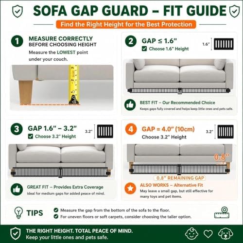 Under Couch Blocker for Pets & Toys, 3.2" Tall, Fits Gaps 1.6"–3.2", 12 PK - Image 3