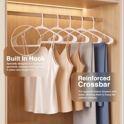 White Plastic Hangers 100 Pack Slim Clothes Hangers with Strap Hook - Image 4