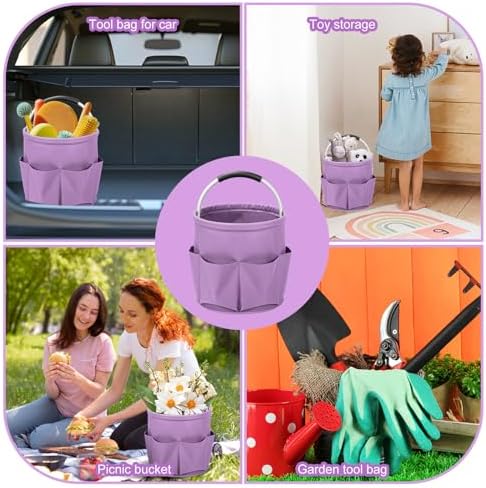 Cleaning Caddy for Cleaning Supplies,17L Cleaning Supply Caddy with Handle Foldable Cleaning Supplies Organizer Bucket Cleaning Products Organizers for Home, Garden (Purple) - Image 7