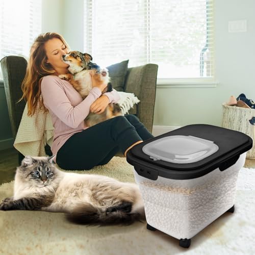 Dog Food Container, Collapsible Pet Food Storage Container 17-20 lb with Rolling Wheels & Airtight Lid, Plastic Storage Bin With Dog Food Scoop and Measuaring Cups - Image 7