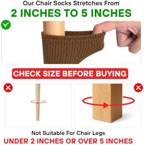 Chair Leg Socks 48/80 Pcs Brown Furniture Leg Covers Floor Protectors - Image 2