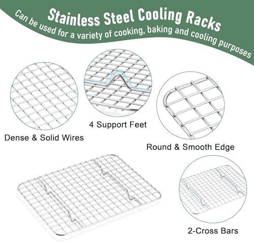 Homikit Cookie Sheet with Rack Set (1 Sheet Pan+1 Cooling Rack),10 x 8 Inch - Image 4
