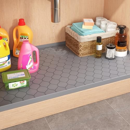Winisok Waterproof Under Sink Mat 22" x 19", Silicone Mat, Beige - Image 2