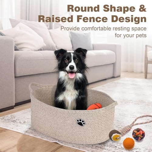 Optish Dog Toy Basket, 30L Toy Box and Bin for Dog Cat Storage, 19.7" X 11" X 7.9" Large Woven Rope Basket for Blankets, Living Room, Bedroom, Brown - Image 4