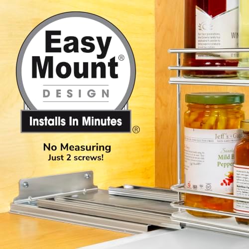 LYNK PROFESSIONAL® Pull Out Spice Organization for Cabinets - 10-3/8 inch Wide – Spice Rack for Inside Cabinets, Slide Out Spice Rack Organizer for cabinet – Pull Out Spice Rack, Sliding 2 Tier Chrome - Image 3