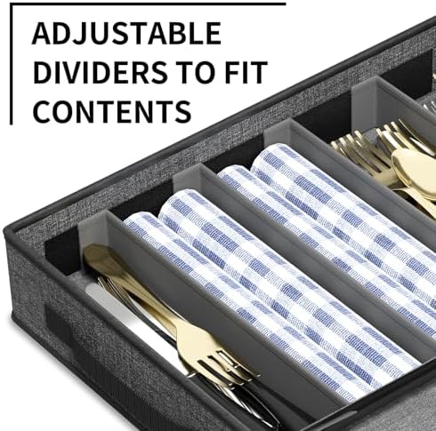 2-Pack Silverware Storage Box, Flatware Organizer with Clear Lid, Grey - Image 4