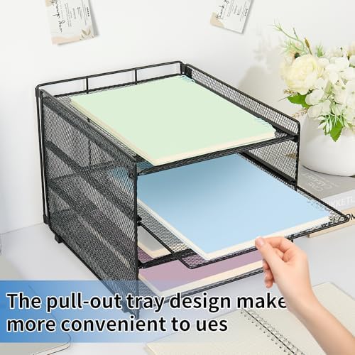 OPNICE Desk Organizer, 4-Tier Paper Organizer Letter Tray, Black - Image 5
