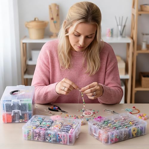 Stackable Bead Organizer 4 Tier with 120pcs Small Boxes Storage Container - Image 6