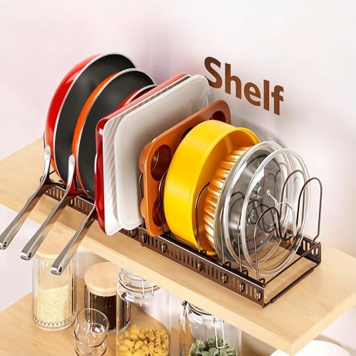 ORDORA Pots and Pans Organizer under Cabinet, 11.8-22.8" 12 Dividers Bronze - Image 7