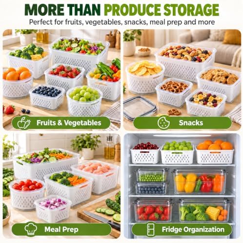 5 Pack Fruit Storage Containers for Fridge with Removable Colanders - Image 7