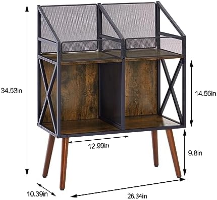 EYOCAL Vinyl Record Storage Holder Rack,250 LP Wooden Record Display Table for Albums Books Magazines Files for Living Room Bedroom Patent Pending - Image 2