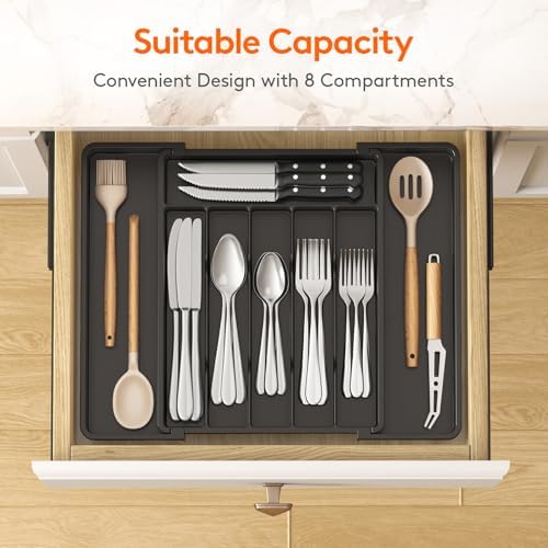 Lifewit Expandable Silverware Drawer Organizer, Kitchen Utensil Tray - Image 2