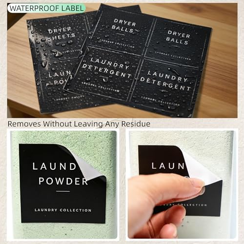 3+1 Pack Laundry Pods Containers & Dryer Sheet Holder & 64 oz Laundry Detergent Dispenser with Pump, Laundry Room Organization and Storage Jars with Lids, Labels and Scoops for Scent Booster, Powder - Image 7