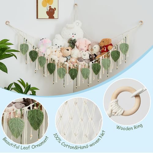 Pretty Jolly Stuffed Animal Hammock with Leaf Beads and Tassels - Image 2