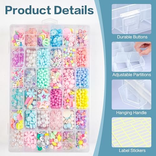 DILIBRA 5 Pack 36 Grids Large Plastic Organizer Box with Adjustable Divider - Image 5