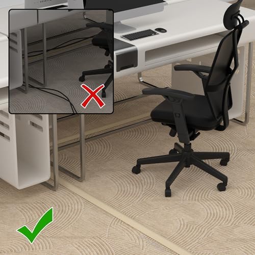 ZhiYo 4ft Floor Cord Cover, Cable Cavity 0.6" W x 0.32" H, Ivory Beige - Image 6