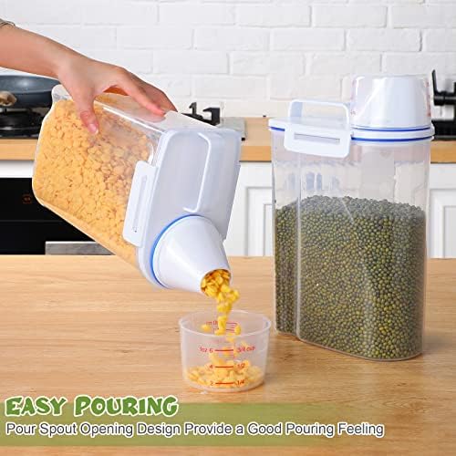 4 Pcs Food Storage Containers with Measuring Cup Lids, 2.5 L, Blue - Image 4
