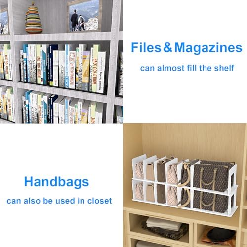 Adjustable Vertical File Sorter Sturdy Plastic Expandable Upright File Holder, Desktop Binder Organizer, Home School Office File Organizer Bookshelf Divider, Assemble Easily Endlessly, White - Image 4