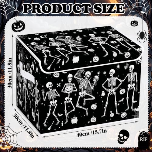 Briwooody Gothic Skull Halloween Storage Bin with Lid and Carrying Handle - Image 2