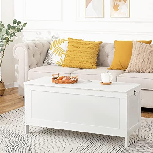 HOOBRO Toy Box, Retro Wooden Look Storage Chest with Safety Hinge, Entryway Storage Bench Supports 330 lb, 39.4 x 15.7 x 18.9 Inches Toy Chest Organizer, Easy Assembly (White) - Image 3